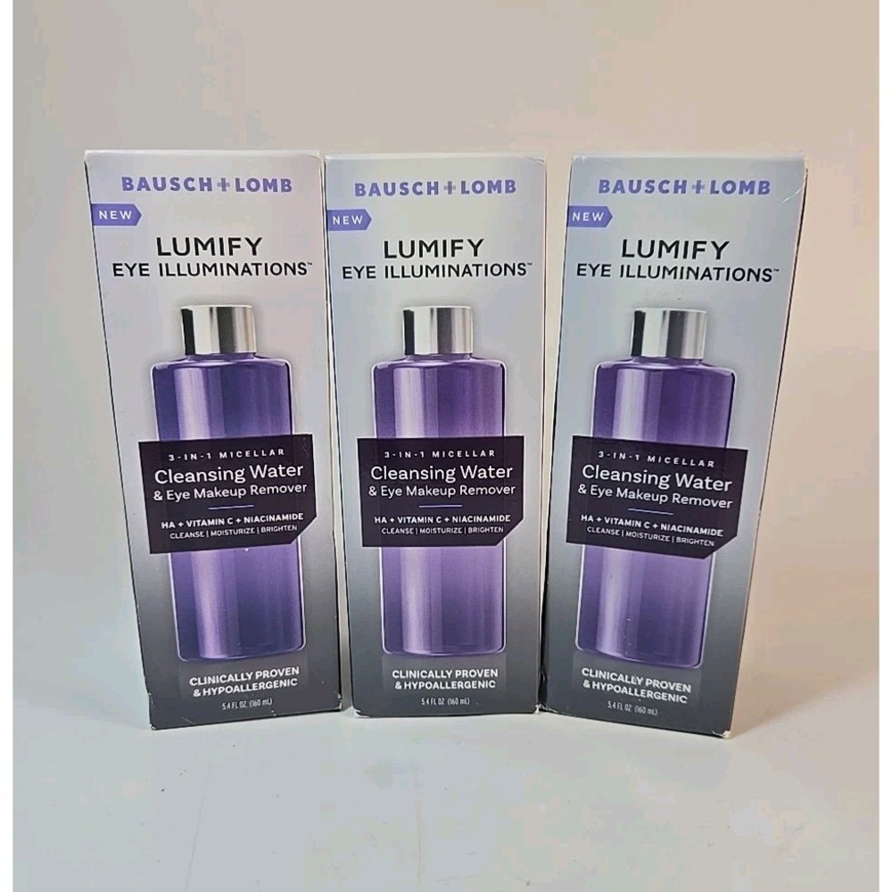 3‎ Pack: Bausch + Lomb Lumify 3 in 1 Micellar Cleansing Water 5.4oz ea